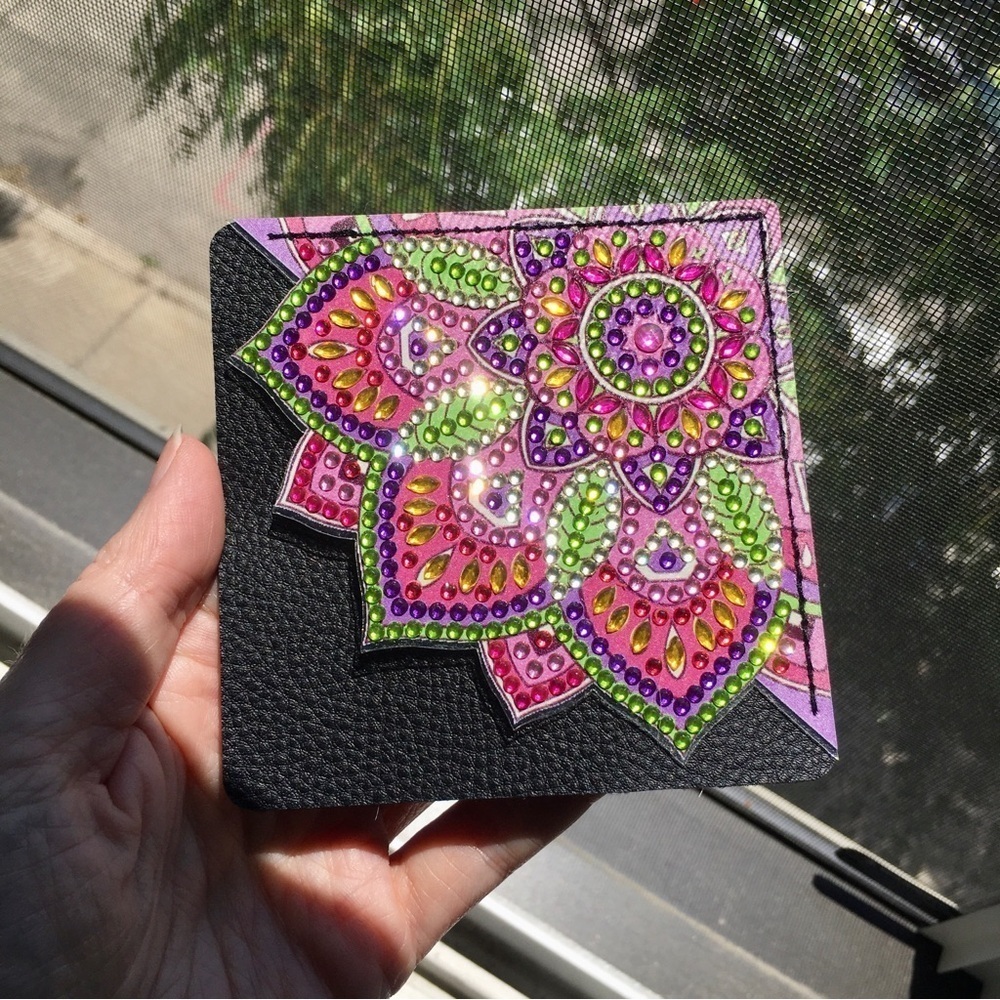 Diamond Art Lotus Flower Corner Bookmark, Colorful, Sparkly, Bling (PINK/PURPLE)